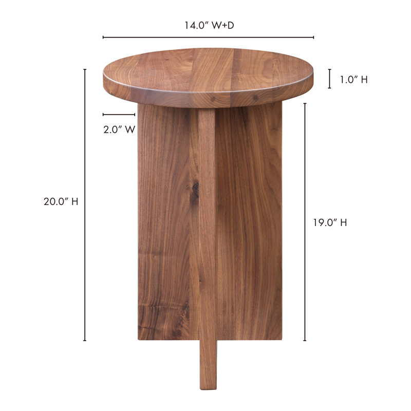 Shayne Solid Wood Abstract End Table, Brown