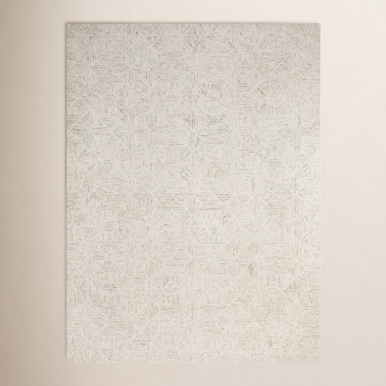 Linsly Ivory Light Blue Hand-Tufted Wool Rug, Rectangle 4' x 6'