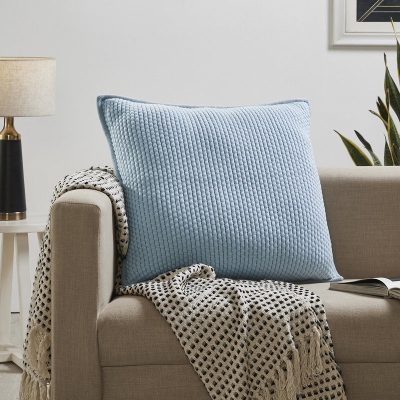 Housse de coussin en duvet et plumes touffetées avec insert, Bleu