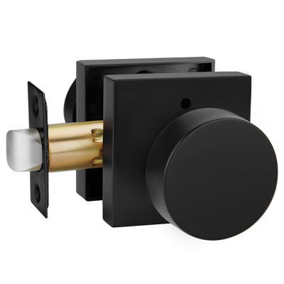 Boutons de porte intérieurs noirs d'intimité, boutons de porte intérieurs robustes en alliage de zinc pour chambre à coucher, bouton d'intimité contemporain, bouton de porte intérieur noir mat pour la salle de bain (1 paquet)
