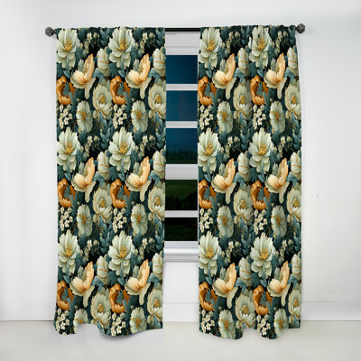 Botanical Green Damask Harmony I - Bohemian Velvet Curtain - Room Darkening - 1 Panel