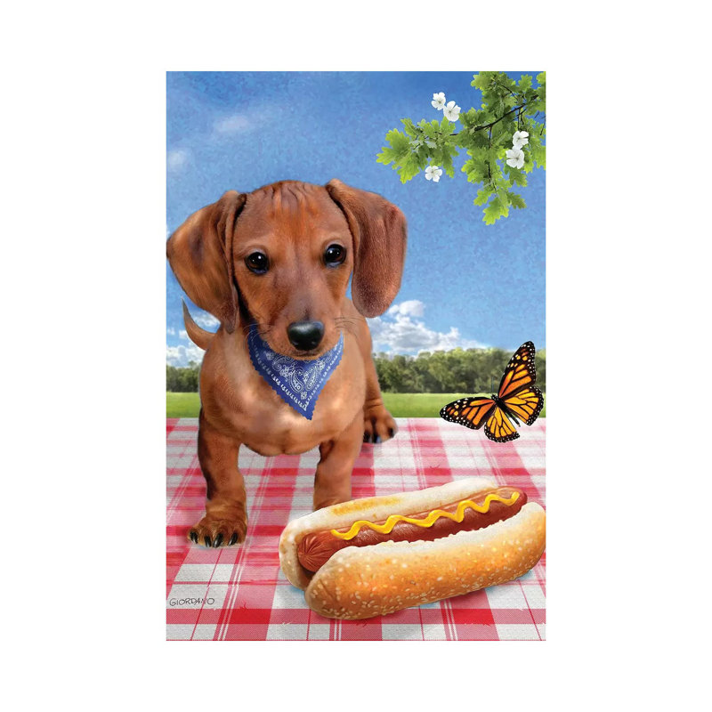 «Hotdog with a hotdog» par Giordano Studios - impression sur toile tendue, H 12 po x l 8 po x P 0,75 po