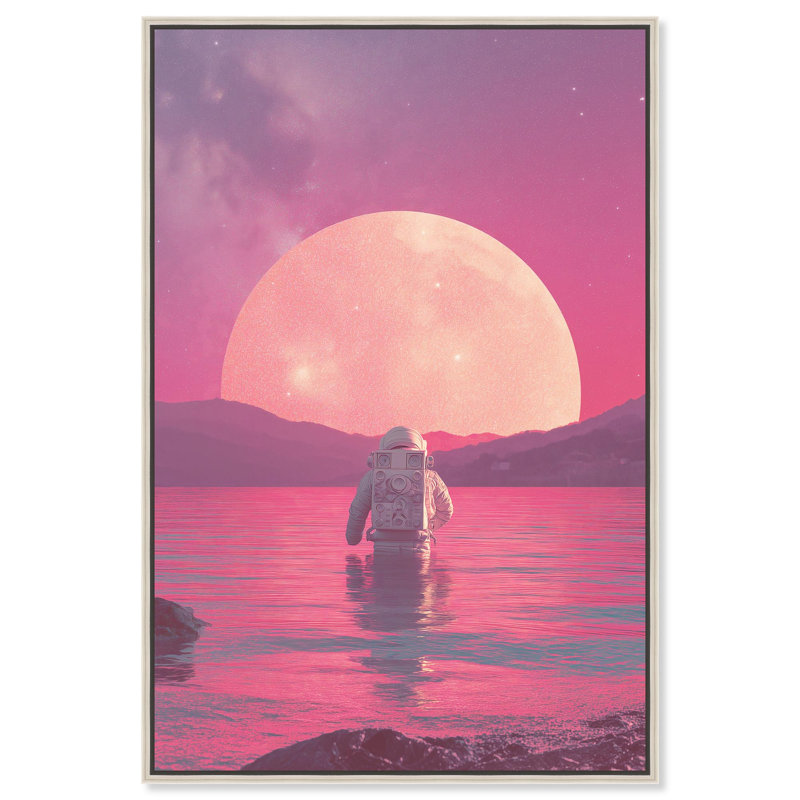 Art mural Astronaut par Art Remedy, cadre argenté, 36 x 54, H 55 po x l 37 po, Cadre argenté