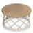 Mayenne Rustic Farmhouse Round Coffee Table with Distressed Wood Tray Top-1424487343