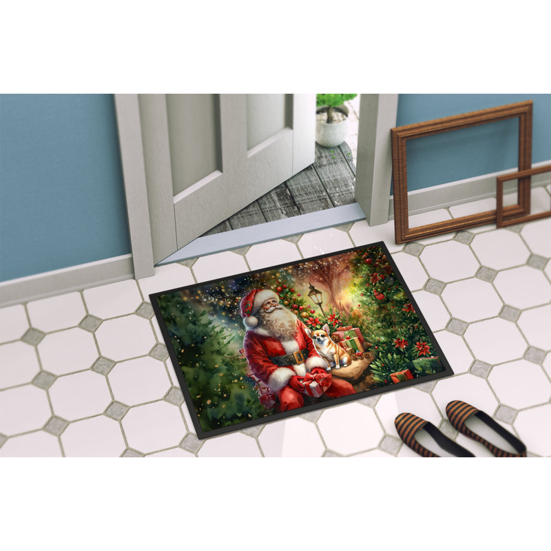 Paillasson Chihuahua and Santa Claus, L 18 po x L 27 po