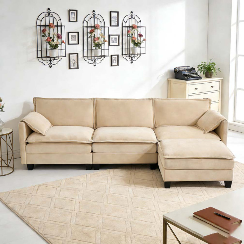 107-inch L-shaped sofa, Beige