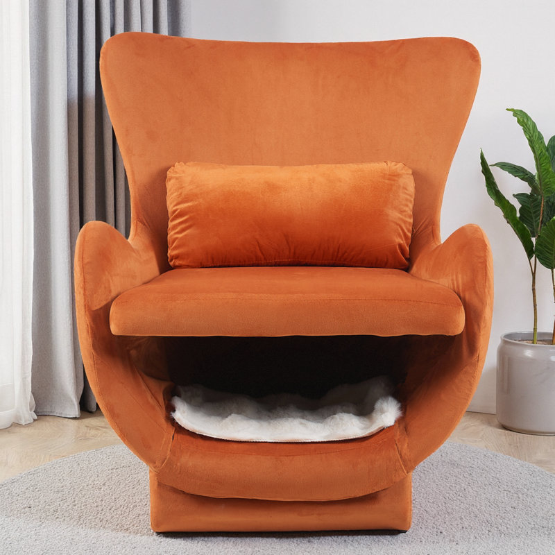 Méridienne Velvet Mid-Century, Orange