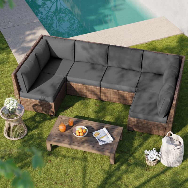 14-Piece Outdoor Sectional Cushions Set, Seat Cushions with Zippered Covers for Patio Furniture, Gray