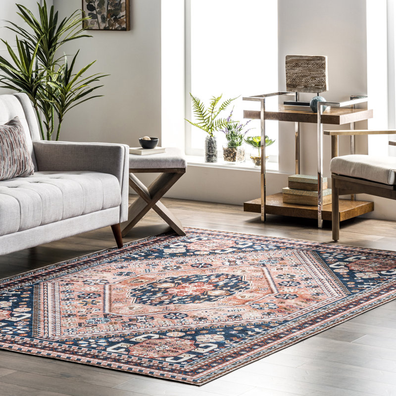 Nevaeh SpinClean Machine Washable Bohemian Medallion Area Rug, Rectangle 9' x 12'