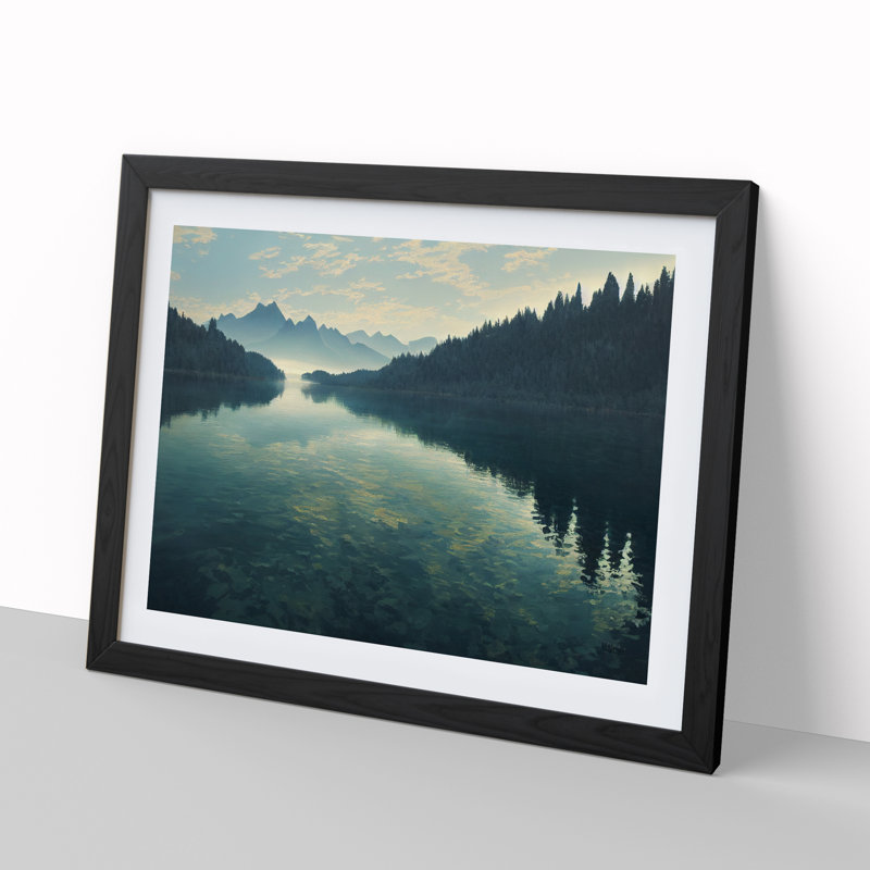 Mountain Lake Reflection Vol.1 - Framed Print, Black Framed, 25cm H x 34cm W x 2cm D