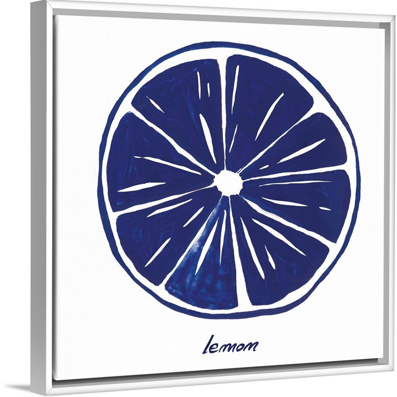 Indigo citron par Aimee Wilson - reproduction sur toile, H 14 po x l 14 po x P 1,75 po, Cadre blanc