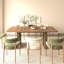 Simple et élégante table de salle à manger extensible en bois vieilli pour 6 à 10 personnes, 160 200 cm avec finition beige brun, double caisson robuste à rayures verticales, panneau de particules + table moderne