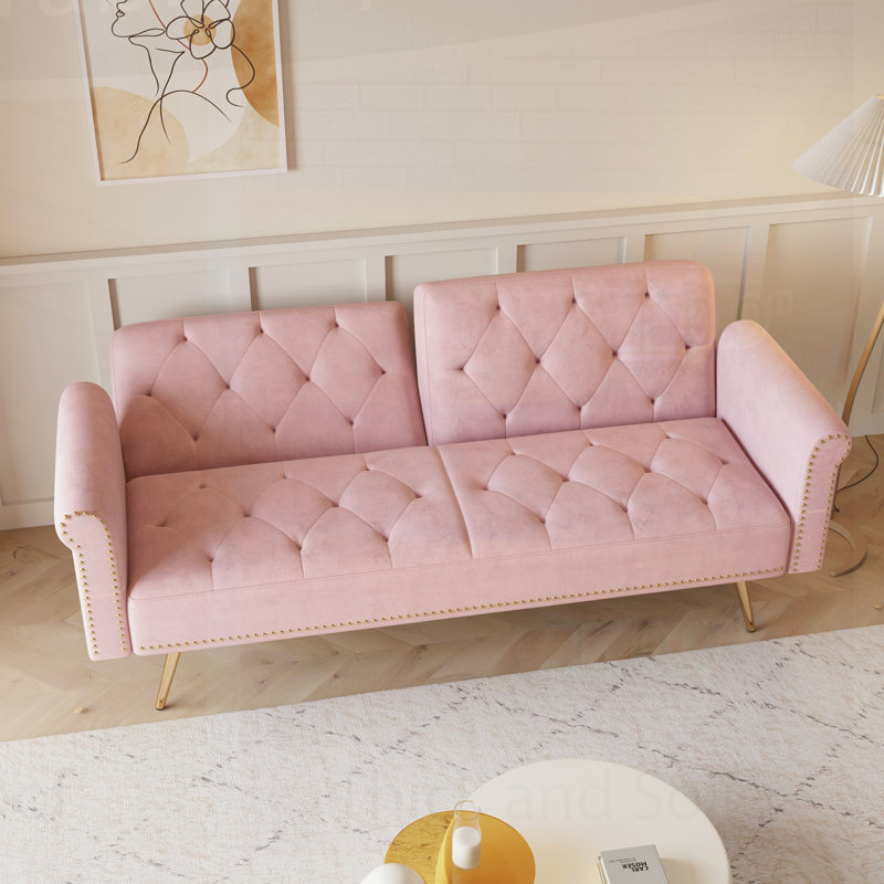 Canapé Comfy, canapé moderne, canapé-lit de salon avec coussin décoratif, Rose 1