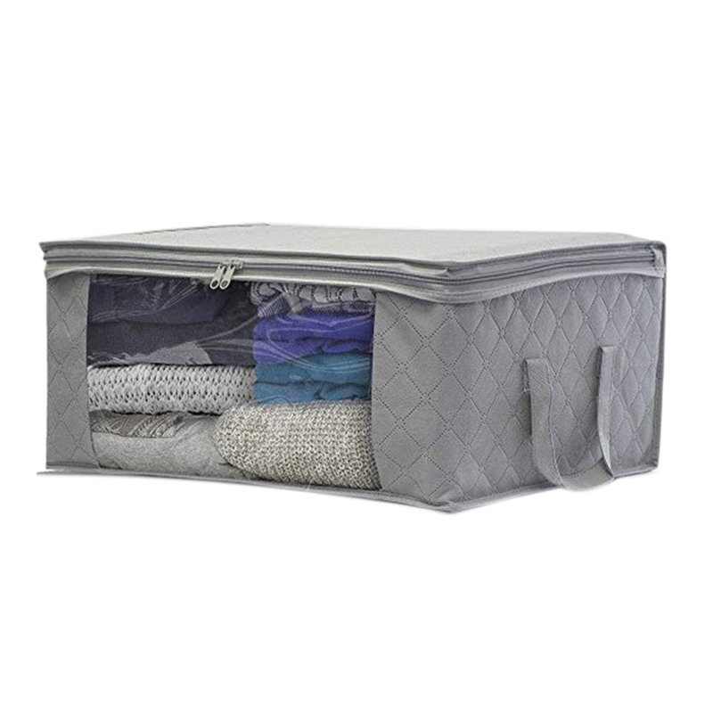 Sac de rangement sous-lit en tissu non tissé, gris, H 8,3 po x l 19,3 po x P 10,3 po