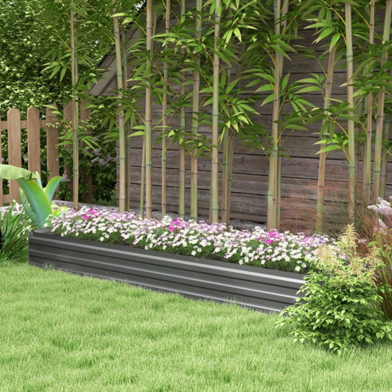 Metal Raised Garden Bed, Dark Grey
