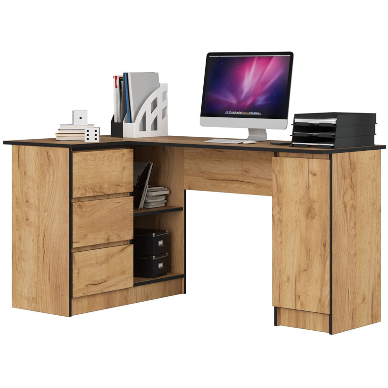 Bohun L-Shaped Computer Desk, Red/White, Right Hand Facing