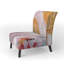 Fauteuil de chambre en velours abstrait avec aquarelle abstraite rouge et jaune