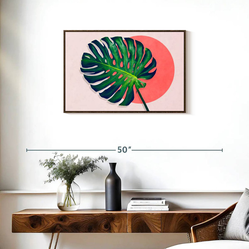 Monstera Paradise, Cadre flottant noyer, 31 po x 21 po