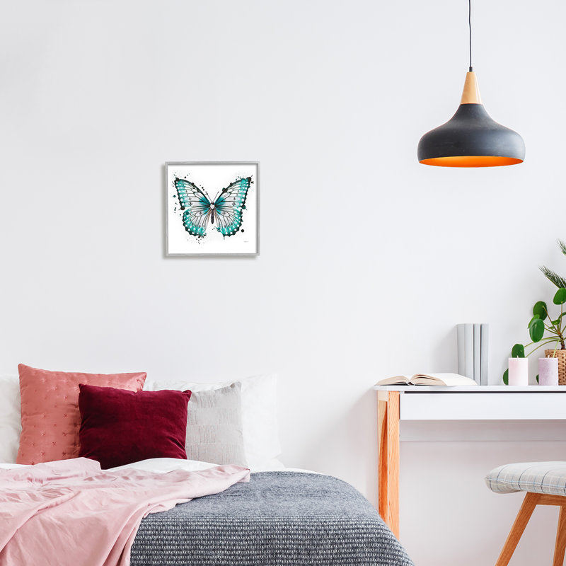 «Blue Glam Butterfly» par Amanda Greenwood, H 12 po x l 12 po x P 1,5 po, Estampe numérique Farmhouse