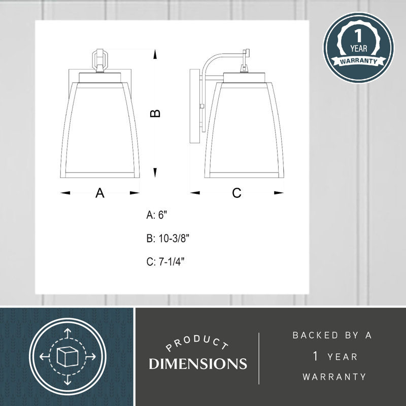 Vasila 10.5 in. H 1-Light Oil Burnished Bronze Transitional Outdoor Wall Sconce made of Durable Steel, Clear Glass Shade, LED Compatible, Use for Exterior Porch Patio Front Door or Garage