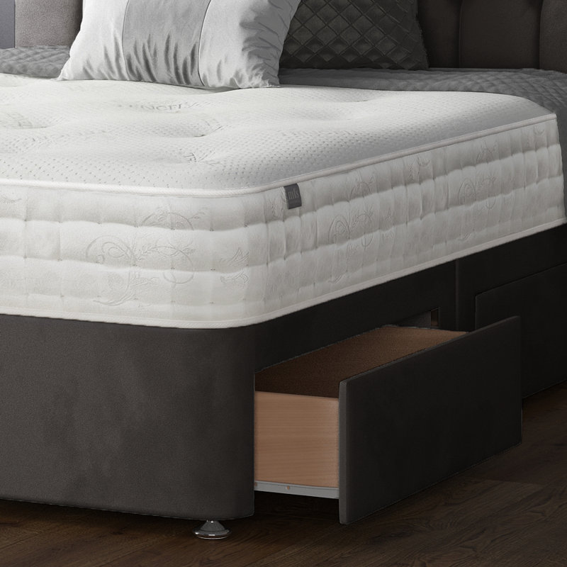 Fales Divan Bed Base, Charcoal, 2 Right Drawers, Single (3')