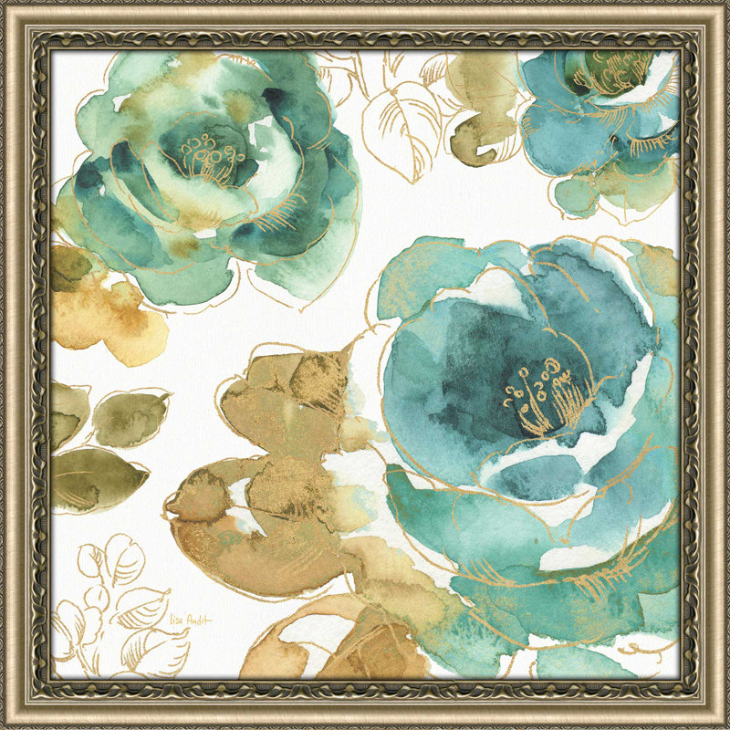 " My Greenhouse Roses III ", Champagne Framed, 25.5" H x 25.5" W x 1" D