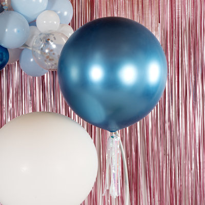 Restaurantware-Balloonify 36 Inch Jumbo Balloons, 10 Thick Balloons - Strong Latex, Fill With Helium Or Air, Metallic Blue Giant Round Balloon, Decorations For Photo Shoot, Wedding, Or Party