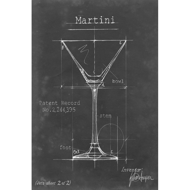 Barware Blueprint V by Ethan Harper - Painting, 91cm H x 61cm W, Paper Print