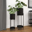 Marlee 2 Piece Metal Indoor Outdoor Planter with Lower Shelf and Removable Stand Set