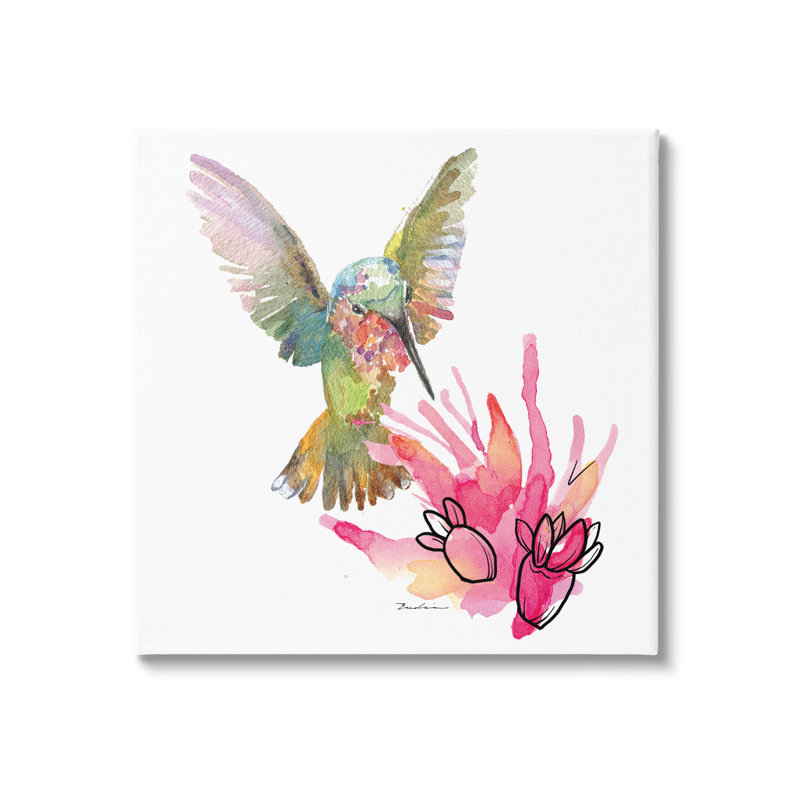 «Desert Hummingbird Watercolor» sur toile par Evelia Designs, H 36 po x l 36 po x P 1,5 po