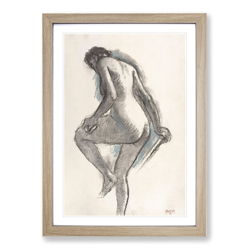 Study of a Nude Woman Vol.2 by Edgar Degas - Picture Frame Painting on MDF, 48cm H x 36cm W x 2cm D, Oak Framed