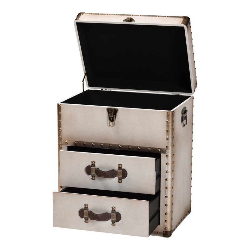 Coffre de rangement Baxton Studio Agatha, Beige / Brun / Argent