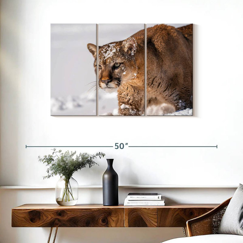 Brampt Lion Hunting In Winter, 24" H x 38" W