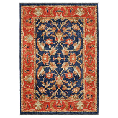 Tarango Oriental Orange Machine Woven Cotton Polyester Area Rug Tarango