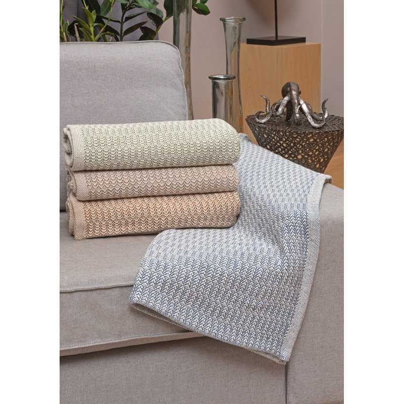 Cape Cod Cotton Blend Textured Throw Blanket, Blue