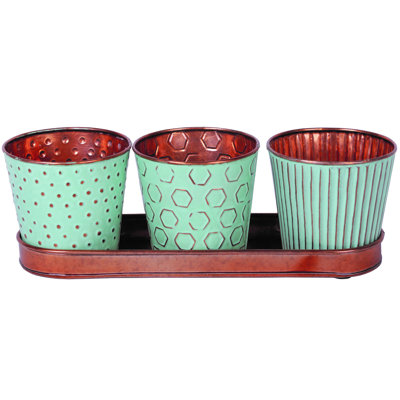 Ensemble de 3 pots à fleurs en acier