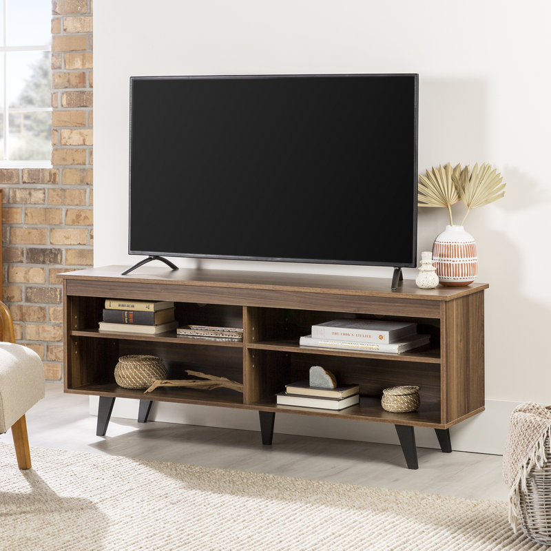 Meuble télé 58 po avec rangement ouvert pour téléviseur de 65 po ou moins Schaeffer, Noyer foncé
