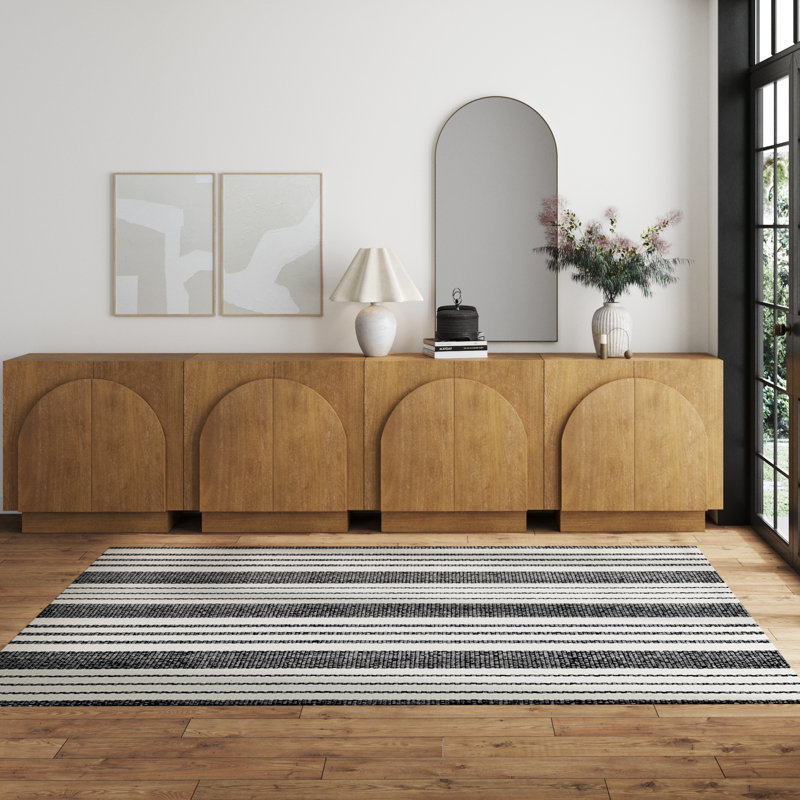 Eastampton Solid Wood TV Stand 2 - Door Accent Cabinet (4-Piece Set), Light Brown