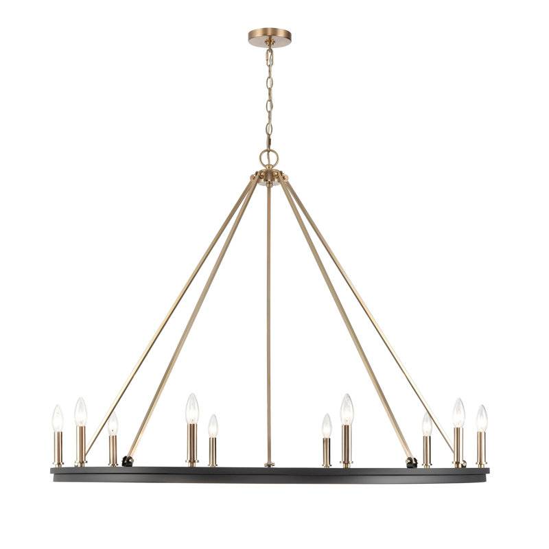 10 - Light Dimmable Wagon Wheel Chandelier