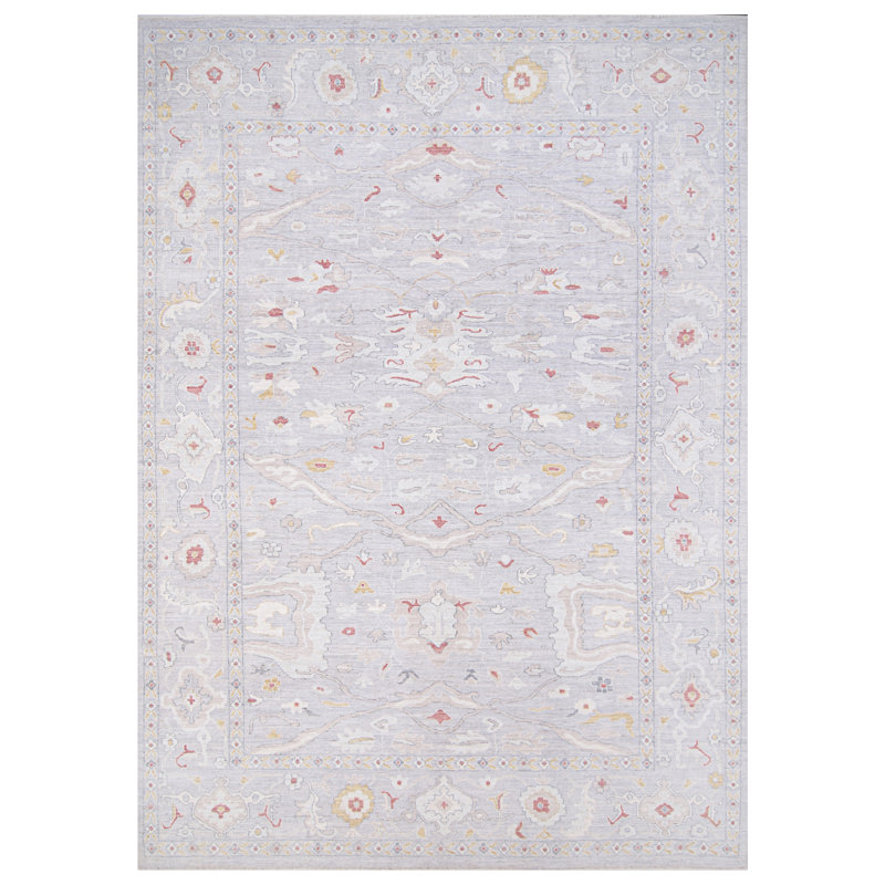Tapis gris clair noué à la main de haute qualité