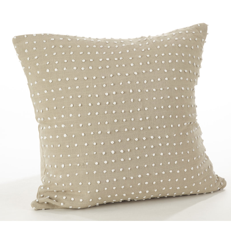 Leilani Beige Cotton French Knot Throw Pillow