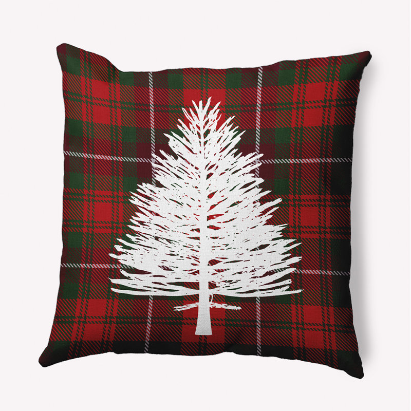 Coussin décoratif intérieur / extérieur Tartan Pine, Carré H 16 po x l 16 po