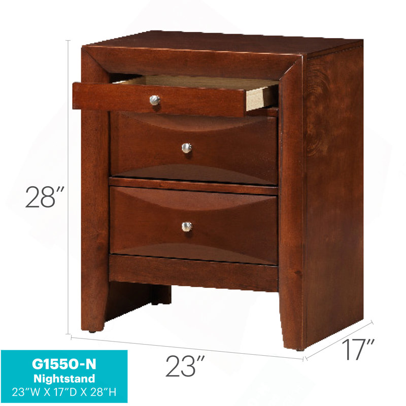 Table de chevet élégante avec rangement en cerisier, Cerisier