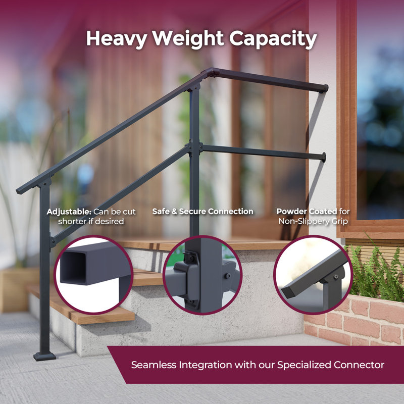 Black Metal Handrail Kit for 4-5 Steps