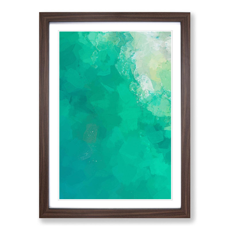 Green Ocean in Abstract - Picture Frame Graphic Art Print, Walnut Framed, 36cm H x 27cm W x 2cm D