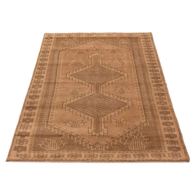 Tapis brun clair unique fait à la main de conception unique 4 pi 8 po x 7 pi 9 po Antalya