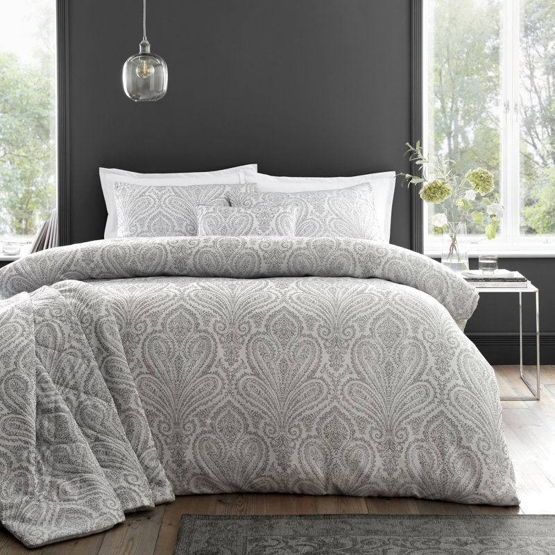 MONTPELLIER Cotton Blend Paisley Duvet Cover Set with Pillowcases Included, Super King Duvet Cover + 2 Standard Pillowcases