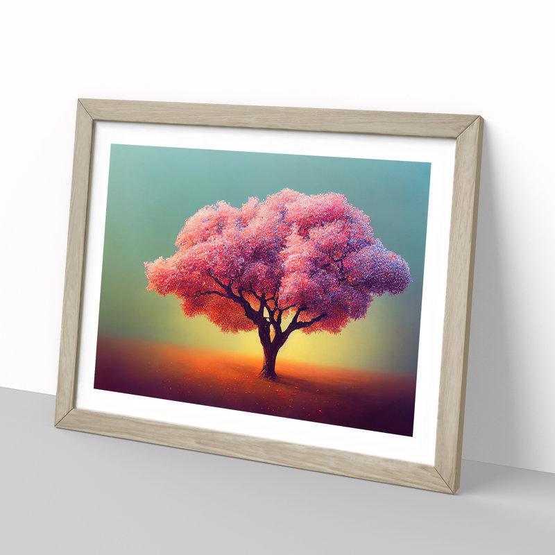 Animated Apple Tree - Single Picture Frame Print, 25cm H x 34cm W, Grey