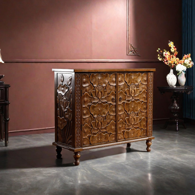 Armoire d'appoint élégante en bois massif., Brun