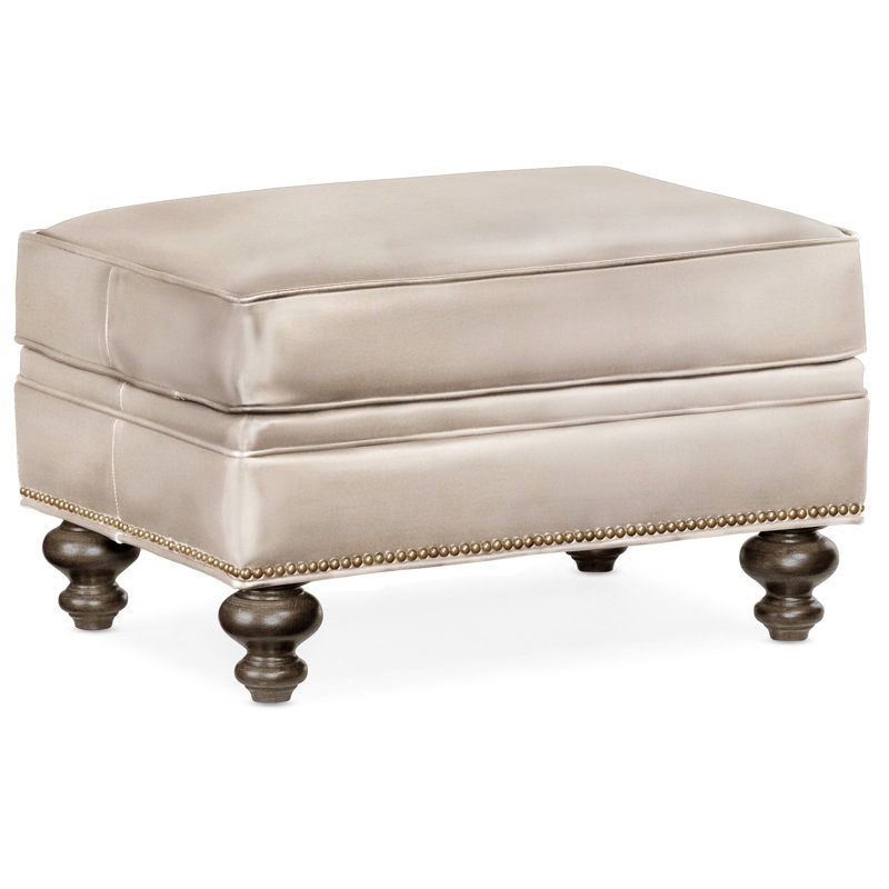 Repose-pieds rectangulaire en cuir véritable 26 "West, Cuir véritable minéral Rio, Pavées, Naturel